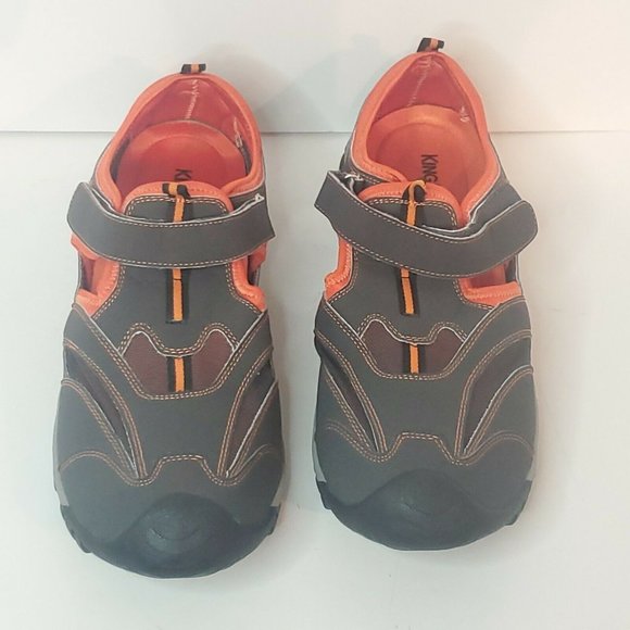 KingSize Men’s Street Sport Sand Sandals Size 15M Orange Black Hook and Loop - Picture 2 of 9